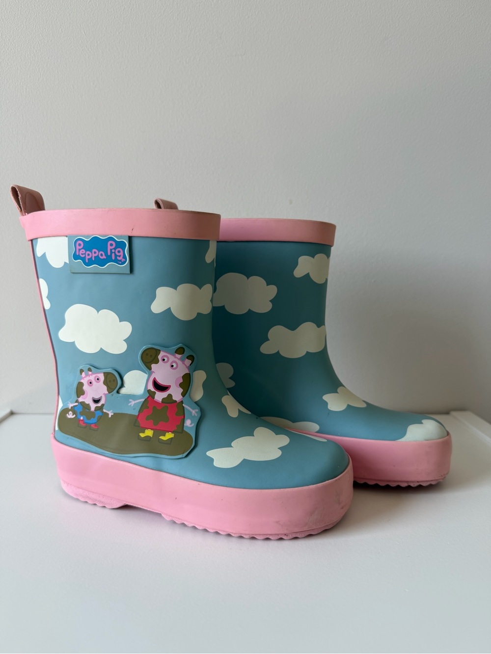 Peppa Pig Blue and Pink Cloud Rain Boots Size 5/6